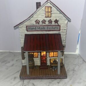 The Country House Collection Lighted General Store Hand Made Baskets Kitties